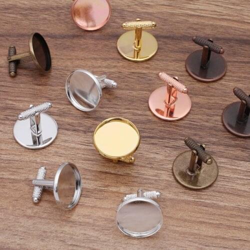 1pcs 12/14/16/18/20mm Round Bezel Cufflinks Base French Cuff Cufflink Blanks Backs For DIY Cabochon Jewelry Making