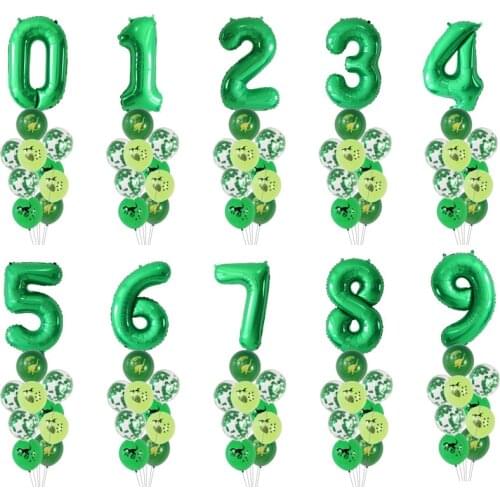 10pcs Dinosaur Foil Balloon Boys Animal globos Happy Birthday Balloon Kids 1 2 3 4 5 6 7 8 9 years old Birthday Party Decoration