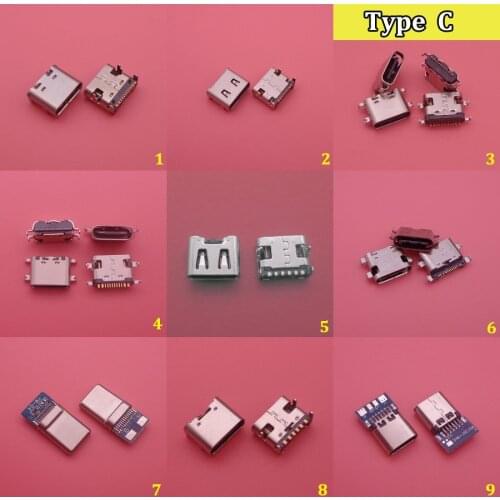 2Pcs/Lot Usb-c Type C usb 3.1 Male female socket PCB connector 6P 14P 16P Offset Flag SMT Vertical DIP Type DIY