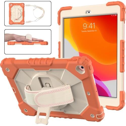 2021 New Case for iPad 8th Generation 2020 10.2 Heavy Armor 3-Layer Cover Kids iPad 8th/7th Gen Tablet Case Hand Shoulder Strap