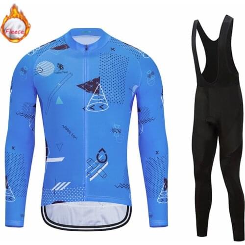 2021 Winter Thermal Fleece Men Long Sleeve Cycling Clothing Cycling Bib Pant MTB Ropa Ciclismo Bike Uniform Cycling Set