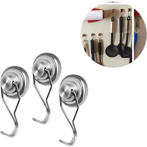 3Pcs Fridge Sticker Hooks Magnetic Material Base Strong Heavy Duty Neodymium Magnet Swivel Swing Powerful Magnetic Hook