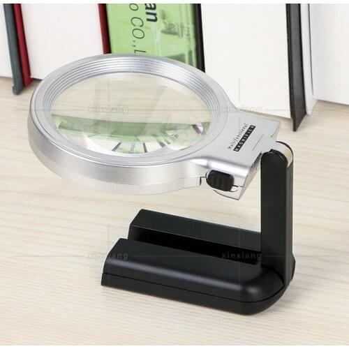 3X 70mm Gift LED Illuminated Desktop Light Repair Tool Magnifier with 2 LED Lamps Handheld Loupe Magnifying Glass for Reading