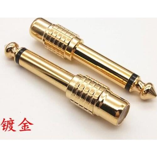 5pcs gold-plated 6.5 turn lotus female AV seat audio adapter 6.5 turn RCA mother FM microphone 6.35mm