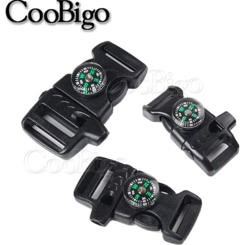 50pcs Emergency Survival with Compass Whistle Buckle for Outdoor Camp Paracord Bracelet Backpack Strap Bag Accessories