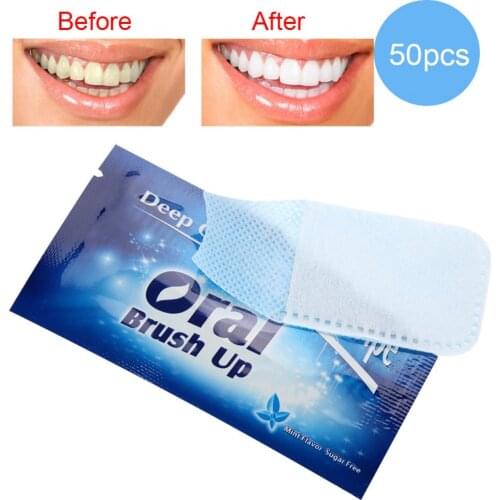 50pcs Deep Cleanning Teeth Clean Wipe Whiter Teeth Whitening Remove Residue Stains Dental Care Brush Up forOral Hygiene Care