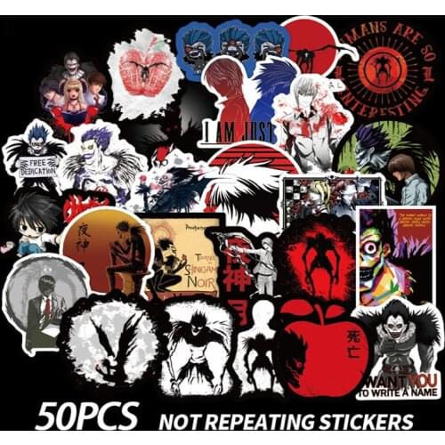 50Pcs Death Note Cartoon Waterproof Decal Stickers For Bicycle Scrapbook Skateboard Snowboard Laptop Luggage DIY