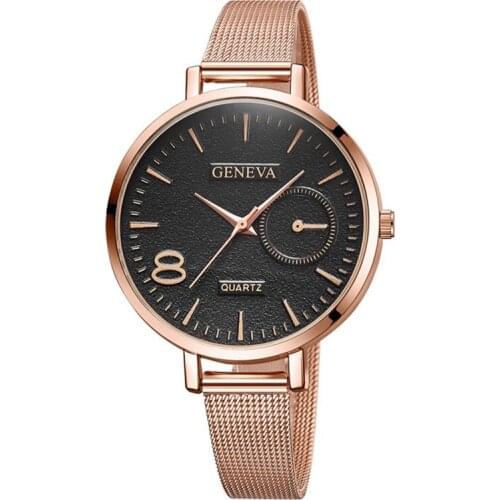 GENEVA Woman Watch Top Luxury Simple Quartz Wristwatches Ladies Fashion Full Steel Band Girl Gift Drop Shipping Zegarek Damski