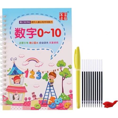 Kindergarten 0-10 Digital Number Calligraphy Groove Copybook For Kid Children Exercises Calligraphy Practice Book libros-CG