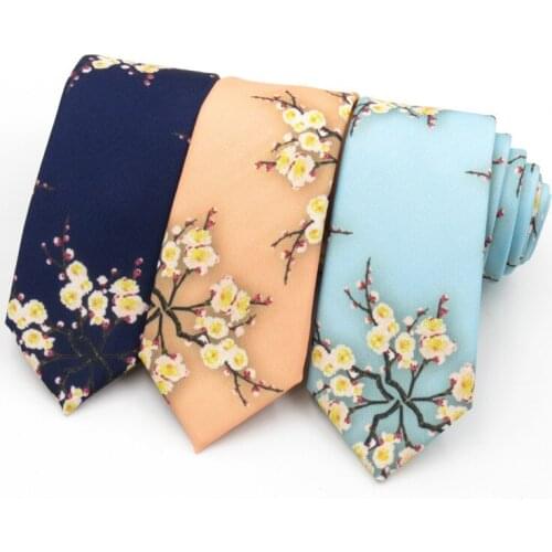 Tie men fashion personality 6cm man necktie flowers mens womens plum blossom design Korean casual narrow ties gravata