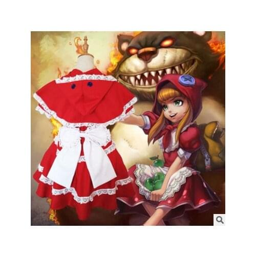 Game LoL Cosplay Costume Annie LoL little red riding hood Halloween Fancy Dress Costumes For Women annie lol cosplay