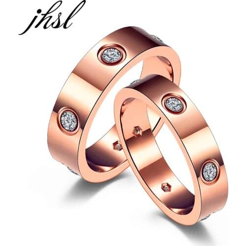 New 2021 Lovers Couples Men Women Wedding Rings Rose Gold Color Stainless Steel Valentines Day Gift size 5 6 7 8 9 10 11 12
