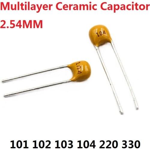 50PC Monolithic Capacitor 101 102 103 104 105 220 330 50V 100PF 1NF 10NF 0.1UF 22/33P 100nf momo /NF 22PF 33PF 2.54mm Multilayer