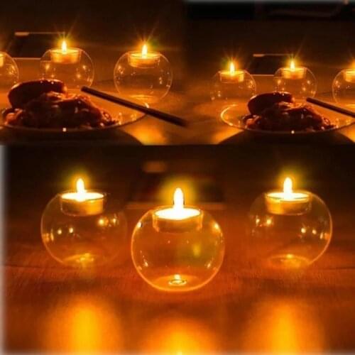 Europe Style Round Hollow Glass Candle Holder Romantic Wedding Dinner Decor Bar Party Parties Tea Light Candle Stand Home Decor