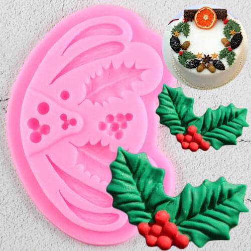 Leaves Border Silicone Molds Holly Leaf Christmas Cupcake Topper Fondant Cake Decorating Tools Candy Chocolate Gumpaste Moulds
