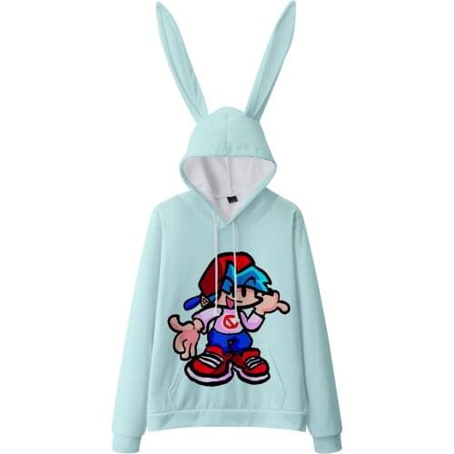Fashion Sweatshirts Anime Friday Night Funkin 3D Digital Printing Hoodies Men/Women Bunny Ears Hooded Casual Pullover sweatshirt