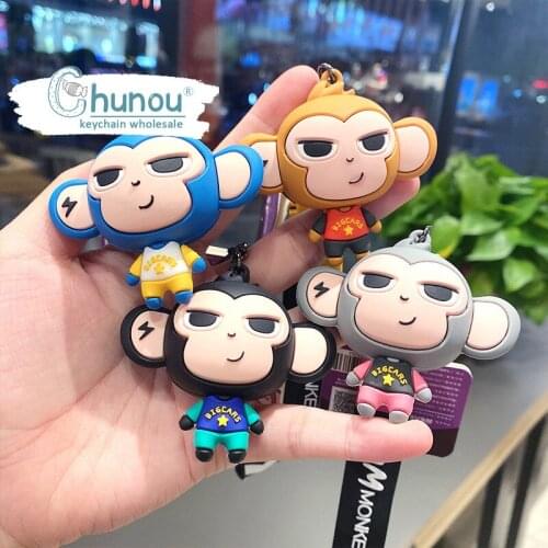 Cartoon Lightning Big Ear Monkey Key Chain Sports Creative Personality Car Key Chain Female School Bag Ornaments Birthday Gifts