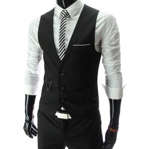 2020 New Arrival Dress Vests For Men Slim Fit Mens Suit Vest Male Waistcoat Gilet Homme Casual Sleeveless Formal Business Jacket