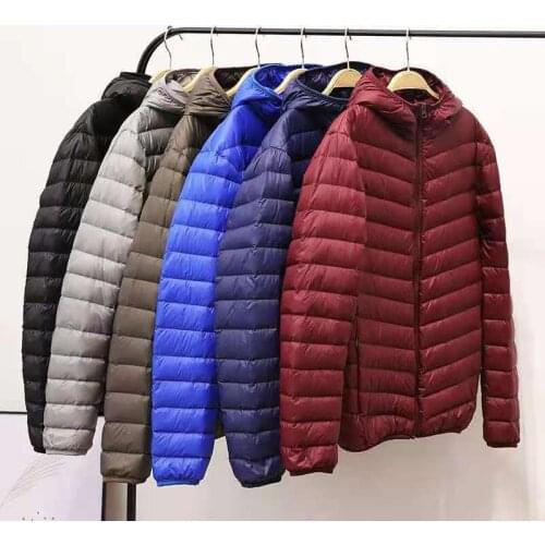 Mens All-Season Ultra Lightweight Packable Down Jacket Water and Wind-Resistant Breathable Coat Big Size Men Hoodies Jackets