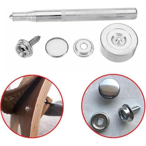 62pcs/set Steel Canvas Screw Snap Fasteners Stud Cover Snap Boat Handbags Screw Canvas Jackets Kit For Leather Pr T6R5