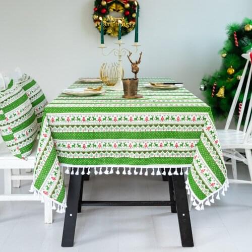 New Products Christmas Tablecloth New Year Christmas Decoration Gift Zhuo Cover Table Cloth Fabric Cotton Linen