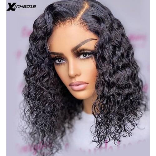 Kinky Curly Wig Cheap Short Bob Lace Closure Human Hair Wigs 4x4 Brazilian Water Wave Wigs Bob Short Curly Deep Human Hair Wig