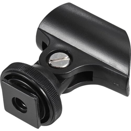 Andoer 19mm Plastic Mic Microphone Holder Clip with Hot Shoe & 1/4" Screw Hole for DSLR Camera