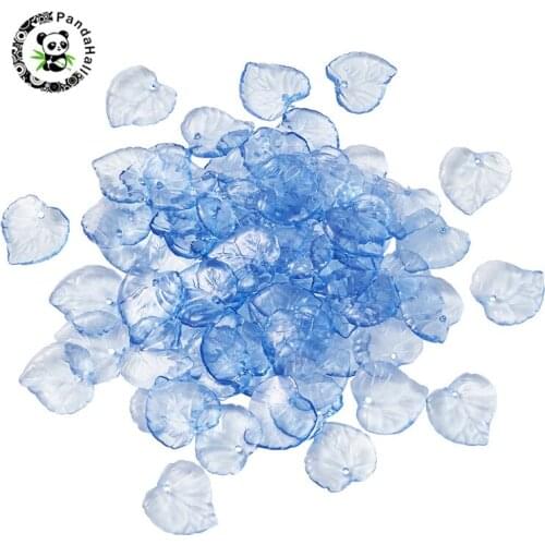 Pandahall 100pcs/Bag Acrylic Pendants for Fashion Jewelry Findings DIY Necklace Making Leaf Shape 15x15x2mm Hole: 1.5mm 2 Colors