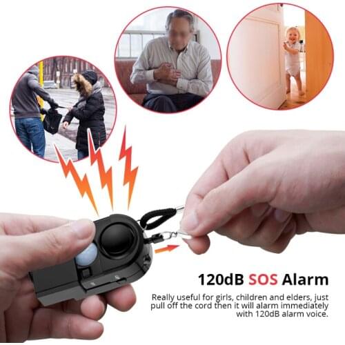 110dB Camping Travel Portable Mini PIR Infrared Motion Sensor Detector Alarm Wireless Self Defense Anti-theft Personal Alarm
