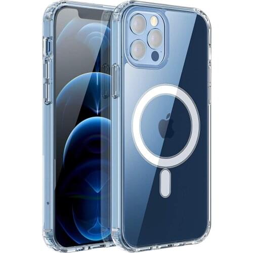 Transparent Magnetic Protective Case for iPhone 12 Pro Max with Mag-Safe Charging Slim Fit Silicone TPU Bumper Thin Cover