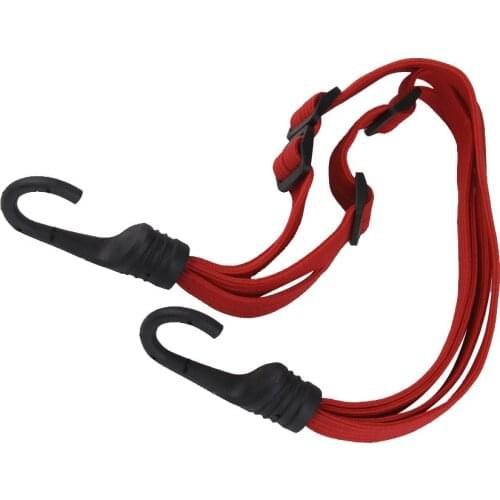 Adjustable Motorcycle Bicycle Strength Retractable Helmet Luggage Elastic Rope Strap Belt with Hooks --Red