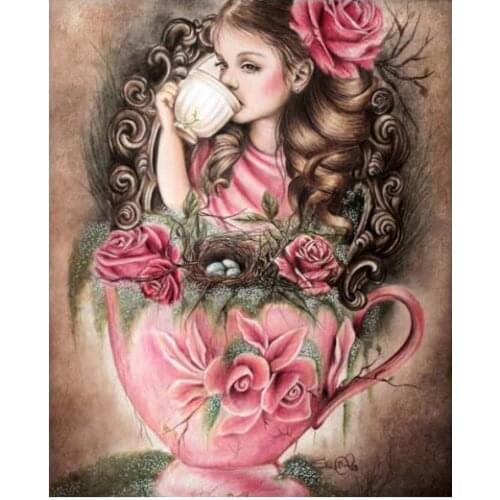 Needlework,for embroidery,DIY Cross stitch kits,Girl in a cup pattern 14ct canvas counted Cross-Stitching home decor crafts