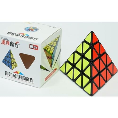 Shengshou Pyramid 4x4 Magic-Cube Speed Puzzle Cubes SengSo Pyraminds 4 layers Stickers Cubo magico toys