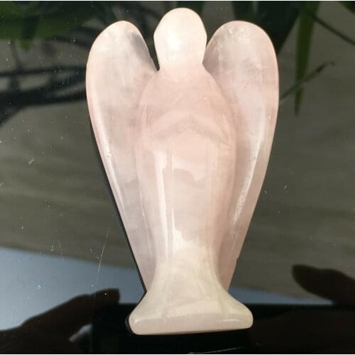 Random natural rare pink rose quartz crystal hand carved angel reiki healing home decoration for sale 1pcs