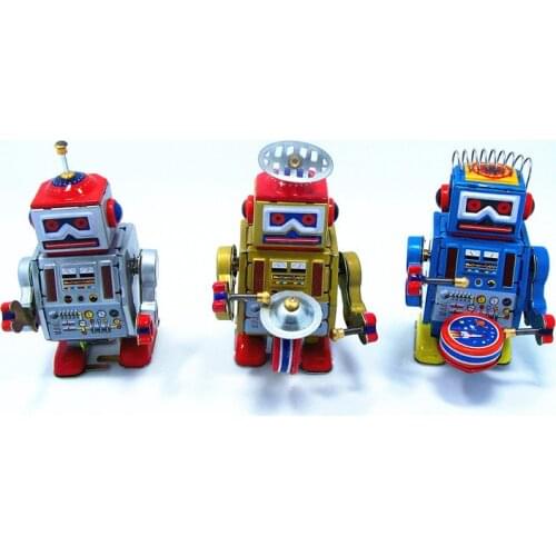 Vintage handmade wind up walking radar Robot Tin Algam toy gift Clockwork toys free shipping bar cabinets decoration