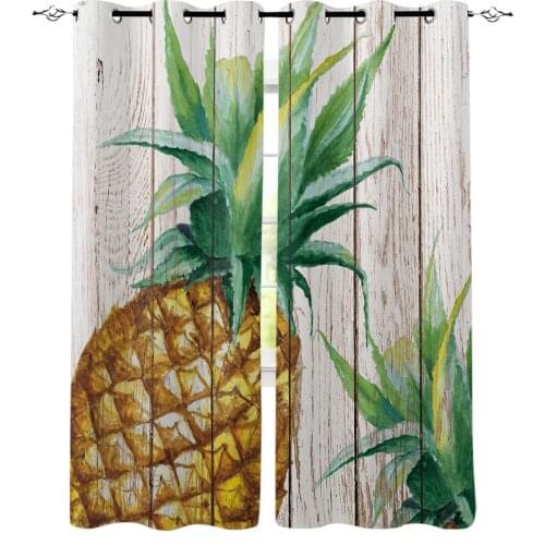 Vintage Wood Tropical Fruit Pineapple Window Curtains for Living Room Bedroom Modern Curtains Home Decoration Kid Room Drapes