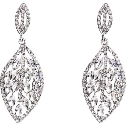 Wedding Jewelry Gold Silver Color Leaf Shape Rhinestone Earrings For Women 2019 Bohemian Plant Brincos Dangle Earrings