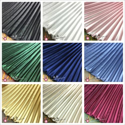 1psc Electro-optic clothing pleated fabric multicolor stripes accordion silk satin crushed through dress fabric