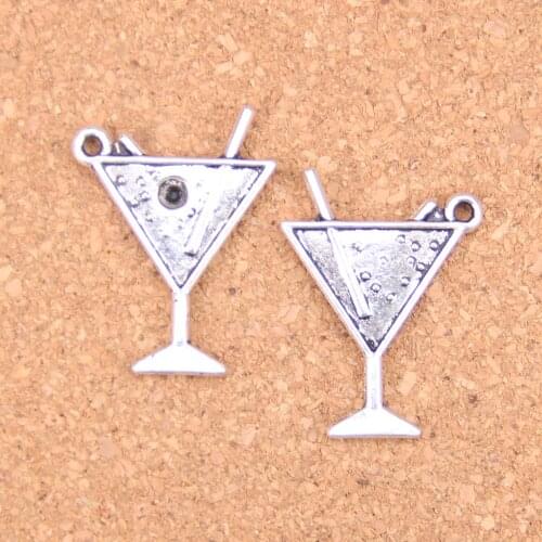 10pcs Charms beach cold drink champagne 30x23mm Antique Pendants,Vintage Tibetan Silver Jewelry,DIY for bracelet necklace