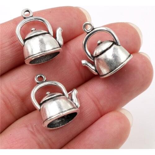 19x17x10mm 10pcs Antique Silver Plated Teapot Handmade Charms Pendant:DIY for bracelet necklace-R2-36