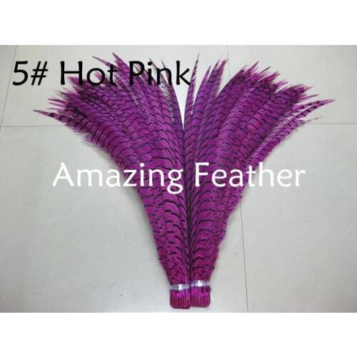24pcs 30-35inch 80-90cm hot pink Copper Pheasant tail Feather,Lady amherst tails free shipping
