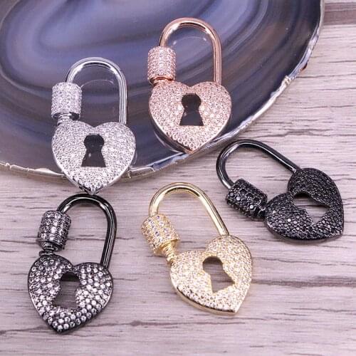 3PCS, CZ Micro Pave Zirconia Key Shaped Clasps, DIY Jewelry Clasps, Lock Carabiner, For Jewelry Making Findings
