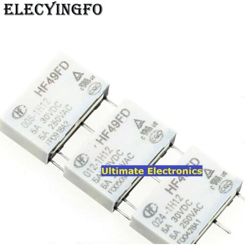 5pcs HF49FD-005-1H12 HF49FD-012-1H12 HF49FD-024-1H12 5V 12V 24V 4 feet normally open 5A Relays