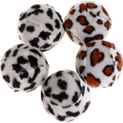 5pcs Pet Toy Plush Balls Leopard Interactive Play Funny Cat Dog Kitten Scratch Toys Squeaky Sound Chew Bite