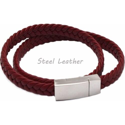 5pcs/lot Custom Logo Men Bracelet Punk Braided Leather Bracelet Bangle Male Accessories Jewelry Black Leather Bracelets Sale