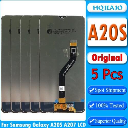 5PCS 100% Original LCD For SAMSUNG Galaxy A20s A207 A2070 SM-A207F LCD Display Screen Digitizer Assembly Repacement AMOLED