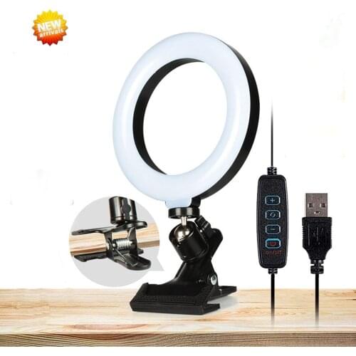 6inch USB Mini Selfie LED Ring Light Bluetooth Control With Table Tripods For Makeup Photo Video Live Studio Fill-in Lighting