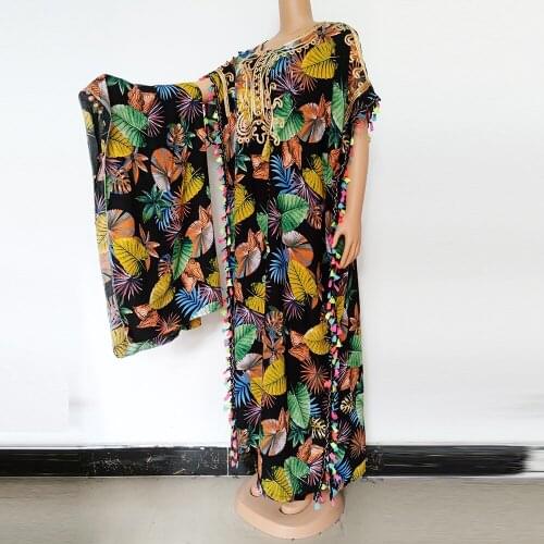 African Dresses For Women Dashiki Spring Autumn Elegant Long Maxi Dress Female Fashion Tassel Embroidery Clothing