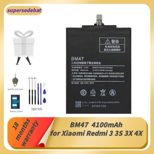 Supersedebat BM47 Accumulator Battery for Remdi 4x Batterie Phone Bateria for Xiaomi Redmi 3 3S 3X 4X Batteries Repair Tool Sets