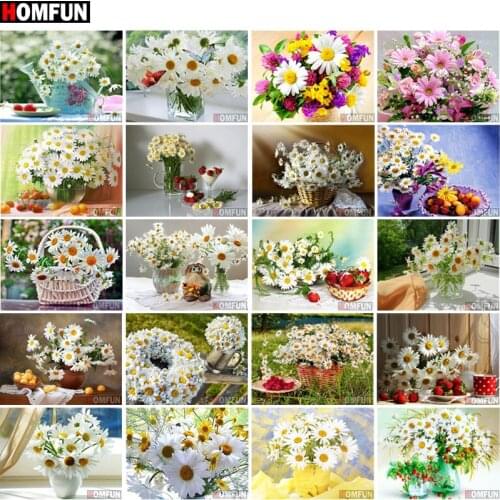 HOMFUN Full Square/Round Drill 5D DIY Diamond Painting "Daisy Flower" 3D Diamond Embroidery Cross Stitch Home Decor Gift
